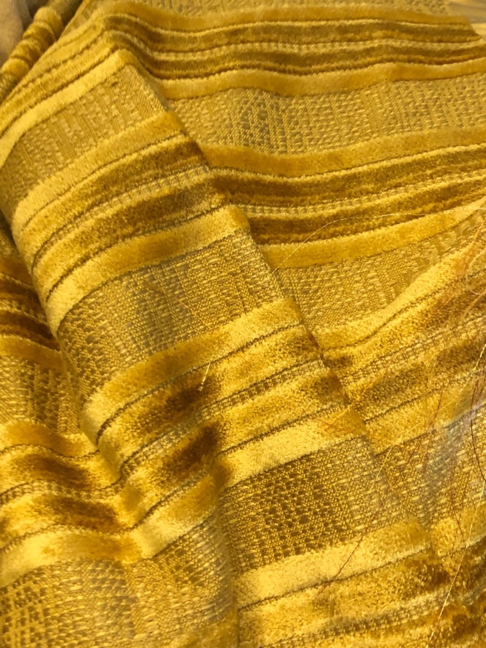 Upholstery fabric Gold velvet/chenille beautiful high end , see pics for size